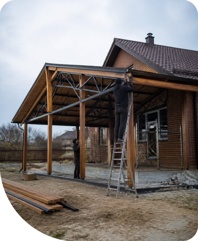 Пристройка навеса к дому и участку в Ишиме под ключ